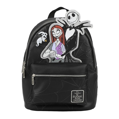 Nightmare Before Christmas Applique Character Art 12.5” Black Mini Backpack - image 1 of 4