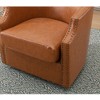 LOVMOR 360 Degree Swivel Accent Chair,Waterproof Oil Waxed PU Leather Swivel Armchair w/Solid wood frame & rotating turntable,Beige - 3 of 4