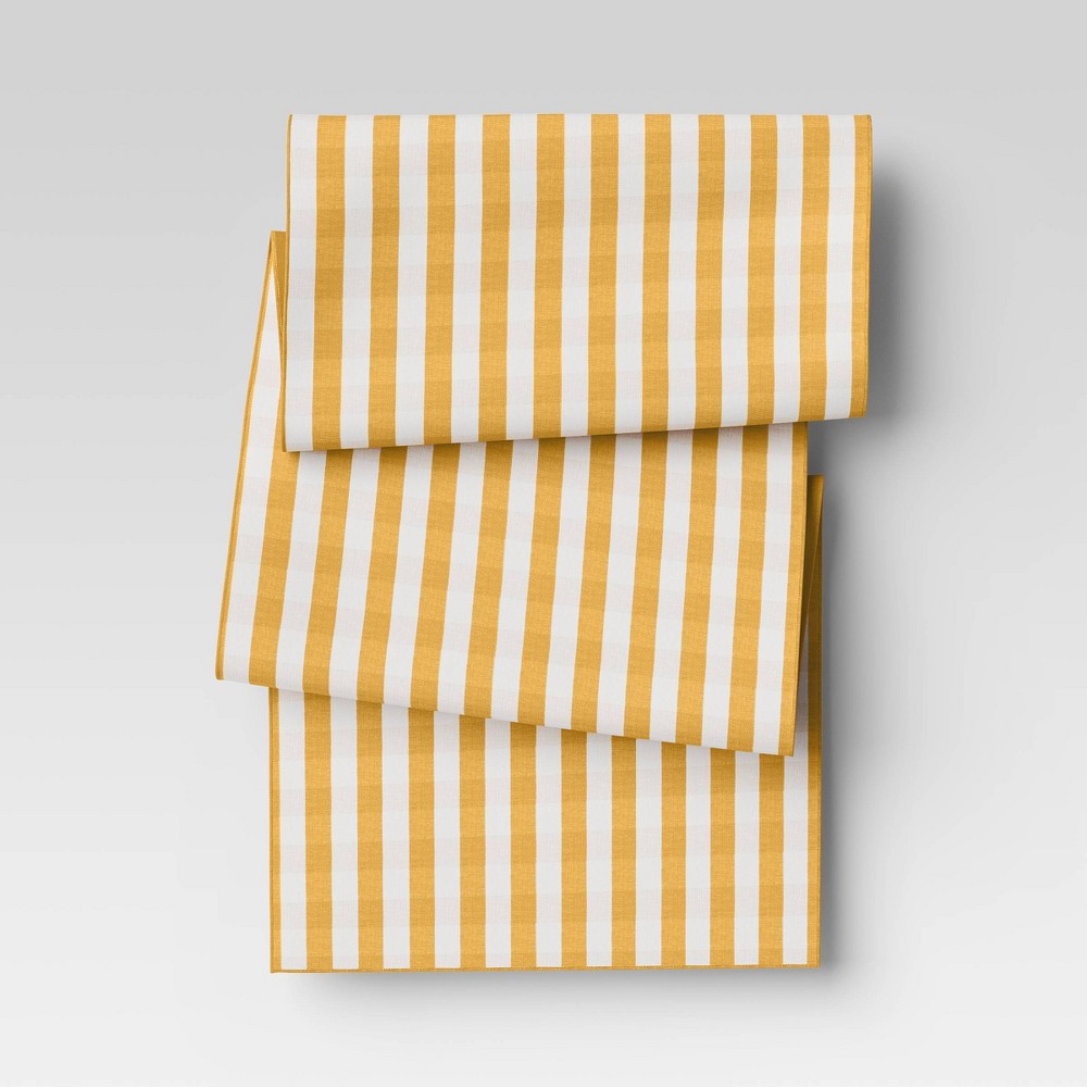 90" x 20" Cotton Gingham Check Table Runner Yellow - Threshold™: Traditional Fall Tablecloth, Machine Washable