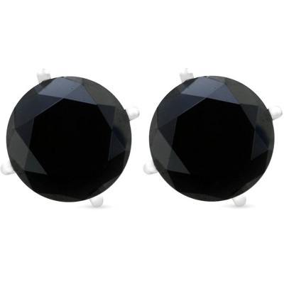 Pompeii3 2ct Black Spinel Studs 6mm Earrings 14K White Gold