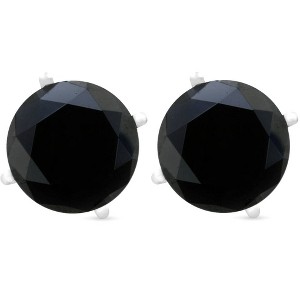 Pompeii3 2ct Black Spinel Studs 6mm Earrings 14K White Gold - 1 of 4