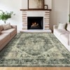 Boho Printed Area Rug with Rubber Backing Washable Rug Low Pile Rugs Vintage Medallion Foldable Indoor Carpet for Living Room Bedroom Office - 2 of 4