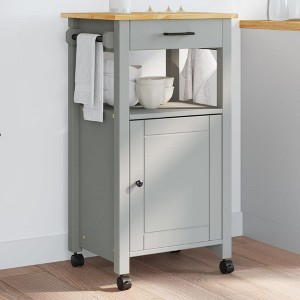VidaXL Kitchen Trolley MONZA 18.9 in.x15.7 in.x35.4 in. Solid Wood Pine - 1 of 4