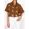 LA LEELA Women's Summer Casual Blouse Shirt Solid Blouses Button Up Short Sleeve Dress Tee Shirts Hawaiian Tops for Women - 4 of 4