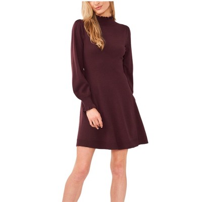 CeCe Womens Smocked Mock Neck Sweater Dress