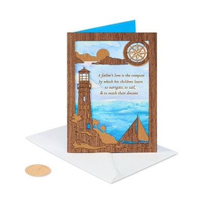 Father's Day Greeting Card Laser Cut Lighthouse - PAPYRUS
