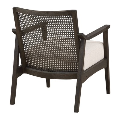 Lantana Rustic Gray Solid Wood and Linen Accent Chair with Cane Back
