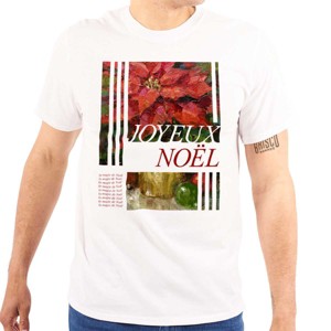 Poinsettia Christmas Joyeux Noel Graphic T Shirt Men or Women Brisco Brands - 1 of 4