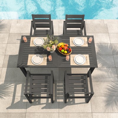 Arceso Patio Table and Chairs set , HDPS 5-Piece Outdoor Dining Set, Patio Furniture for Deck, Poolside, and Backyard