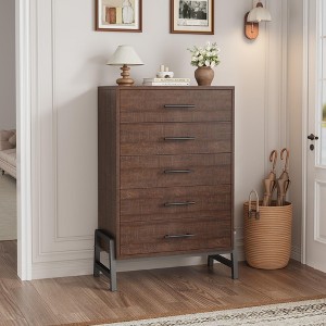 5 Dresser for Bedroom, 50.5" Tall Drawer with Large Storage Space, Freestanding Wooden Closet Storage Dresser Chest for Living Room, Bedroom, Entryway - 1 of 4