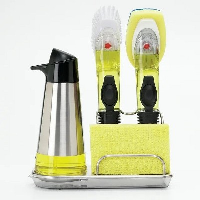 LunaLulinlk (3 pack) Stainless Steel Sink Organizer with Brush Holder