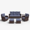 LayinSun Outdoor Patio Furniture Set, Brown Rattan Wicker Sectional Swivel Rocker Chairs Sets - 2 of 4