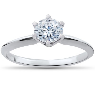 Pompeii3 1/2ct Round Solitaire Diamond Engagement Ring 14k White Gold Enhanced