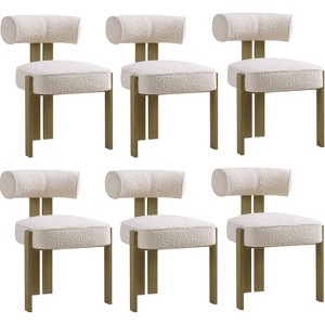 Upholstered Dining Chairs,Modern Boucle Dining Room Chairs with Ergonomic Curved Back, Comfortable Kitchen Chairs with Rubber Wood Legs - 1 of 4