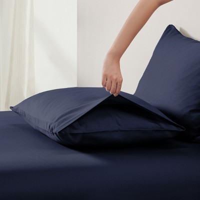 Navy Organic Cotton Hypoallergenic Standard Pillowcase Set
