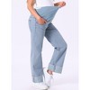 INSPIRE CHIC Women's Pregnant Cuffed Hem High Rise Straight Leg Denim Maternity Jeans Pant - 2 of 4