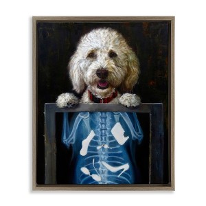 Stupell Industries Funny Dog X-Ray Snacks Floating Frame Canvas Art, Brown, 25" x 31" - 1 of 4