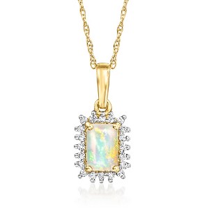 Ross-Simons Opal Pendant Necklace With 0.10 ct. t.w. Diamonds in 14kt Yellow Gold - 1 of 4