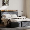 Upholstered Platform Bed Frame with Storage Headboard, Charging Station & 2 Drawers – Noise-Free - 3 of 4