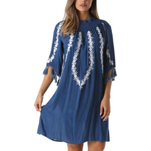 Riviera Sun Embroidered Casual Dress with Smocking Top - 1 of 4