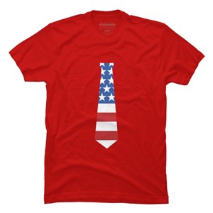 Men's Design By Humans Fourth Of July Simple American Flag Tie By FreshDressedTees T-Shirt - 1 of 2