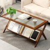 NicBex Glass Top Rattan Coffee Tables for Living Room Large Boho Center Table with Storage, Brown - 3 of 4