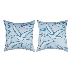 18" Pillow - Flock Yeah Flamingo Print Polyester Climaweave by Manual Woodworkers & Weavers - 1 of 3