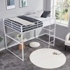MAYEERTY Twin Size Metal Loft Bed, Loft Bed Frame with Safety Guard Rails & Flat Ladder, for Kids Teens Adults, White - 3 of 4
