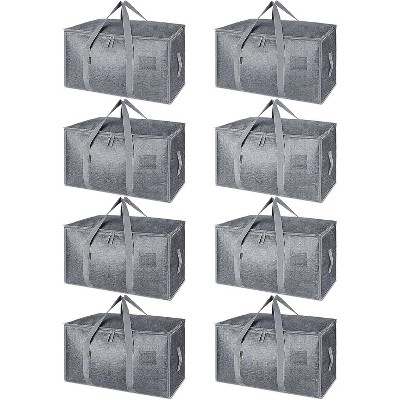 8-Pack Oversized Moving Bags with Reinforced Handles, Heavy-Duty Storage Tote for Clothes, Moving Supplies (Winter Grey)