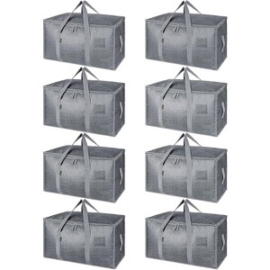 8-Pack Oversized Moving Bags with Reinforced Handles, Heavy-Duty Storage Tote for Clothes, Moving Supplies (Winter Grey) - 1 of 1