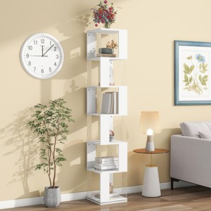 6-Tier Tall Rotating Bookshelf,Storage Bookshelf with Acrylic Plate,Open Simple Bookcase for Living Room Small Spaces-Baofuwish - 1 of 4