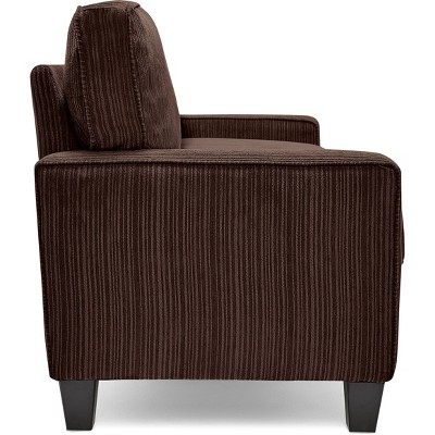 Palisades Compact Linen Fabric Sofa with Wood Accents, Riverfront Brown