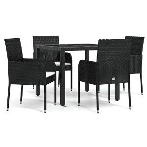 vidaXL Garden Dining Set Black, Cream White - 1 of 4