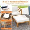 Tangkula Set of 5 Conversation Furniture Set Acacia Wood Sectional Sofa Set w/ Ottoman & Coffee Table White - 2 of 4