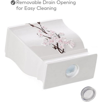 White Ceramic Floral 4-Piece Bathroom Accessory Set
