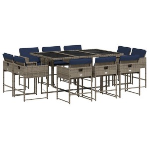vidaXL Patio Dining Set Set of 10 Gray PE Rattan Large Foldable - 1 of 4