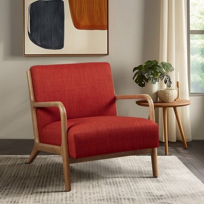 PAGED Wood Accent Chair Mid-Century Modern Reading Chair Lounge Chair with Soft Cushion for Living Room