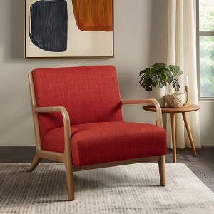 PAGED Wood Accent Chair Mid-Century Modern Reading Chair Lounge Chair with Soft Cushion for Living Room - 1 of 4