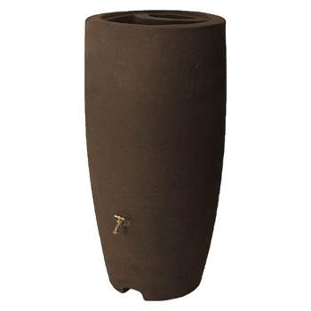 Algreen Athena 80 Gallon Plastic Outdoor Rain Barrel with Brass Spigot and Screen Guard for Rain Water Collection and Storage, Brownstone