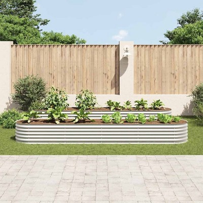 vidaXL Garden Raised Bed Silver Galvanized Steel Large Tough