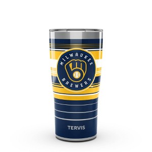 MLB Milwaukee Brewers 20oz Hype Stripes Stainless Steel Tumbler - 1 of 4