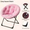 Homhougo Folding Saucer Chair, Portable Faux Fur Moon Chair with Metal Frame, XL Circle Lounge Seat for Dorm, Bedroom - 4 of 4