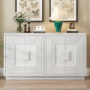 Buffet Cabinet with Storage, 4-Door Vintage Fluted Sideboard Cabinet with Adjustable Shelves for Dining Room, Kitchen, and Living Room - 1 of 4