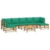 vidaXL Garden Lounge Set Natural Bamboo, Green Cushions - 3 of 4