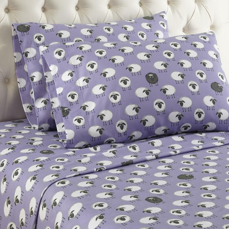 Shavel Micro Flannel Printed Sheet Set - Sheep Lavender, 1 of 5
