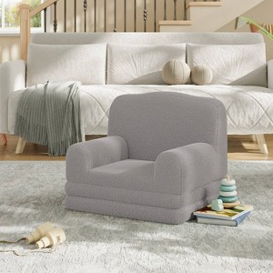 Kids Couch, 2 in 1 Comfy Toddler Couch Fold Out, Convertible Sofa to Lounger Foam Kids Chair - 1 of 4
