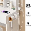 Okak Vanity Table with Full Body Mirror Cabinet and Round Mirror Dressing Table with Charging Station & Cushioned Stool for Apartment - 3 of 4