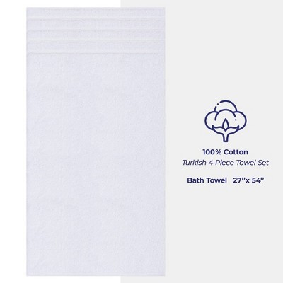 Luxury White Turkish Cotton 4-Piece Bath Towel Set