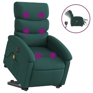 vidaXL Electric Stand Up Massage Recliner Chair-Dark Green Fabric-Motorized Lift-Assist-135° Recline-6-Point Vibration - 1 of 4