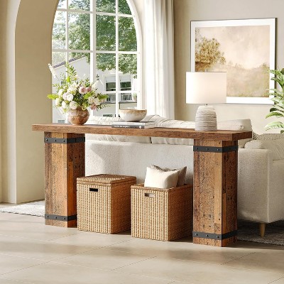 Tribesigns 70.9-Inch Couch Table Behind Sofa, Decorative Rivets, Farmhouse Narrow Long Console Table, for Living Room, Entry, Hallway.